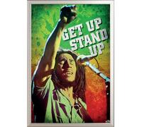 Marley, Bob - Poster - Get Up Stand Up + cadre interchangeable, Shinsuke® Maxi aluminium argenté, vitre acrylique