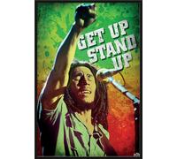 Marley, Bob - Poster - Get Up Stand Up + cadre interchangeable, Shinsuke® Maxi plastique noir, vitre acrylique