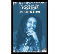 Marley, Bob - Poster - Music & Love + cadre amovible, Shinsuke® Maxi MDF noir, vitre acrylique