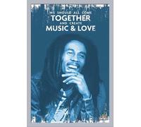 Marley, Bob - Poster - Music & Love + cadre interchangeable, Shinsuke® Maxi MDF argenté, vitre acrylique