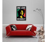 Marley, Bob - Poster - One Love - Portrait + 2 St Posterleisten Holz 61 cm schwarz