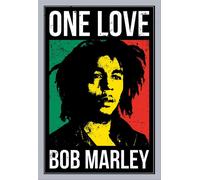 Marley, Bob - Poster - One Love - Portrait + cadre amovible, Shinsuke® Maxi MDF argenté, vitre acrylique