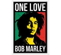 Marley, Bob - Poster - One Love - Portrait + cadre amovible, Shinsuke® Maxi MDF blanc, vitre acrylique