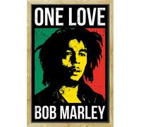 Marley, Bob - Poster - One Love - Portrait + cadre amovible, Shinsuke® Maxi MDF hêtre, vitre acrylique