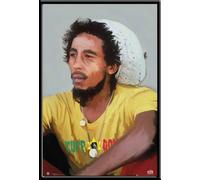Marley, Bob - Poster - Painting + cadre amovible, Shinsuke® Maxi MDF noir, vitre acrylique