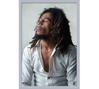 Marley, Bob - Poster - Redemption + cadre amovible, Shinsuke® Maxi MDF argenté, vitre acrylique