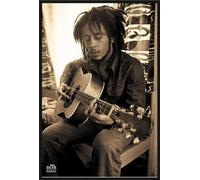 Marley, Bob - Poster - Sépia + cadre amovible, Shinsuke® Maxi plastique noir, vitre acrylique