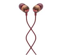 The House of Marley Smile Jamaica Écouteurs Intra-auriculaires, Bouton de Contrôle du Microphone, Driver 9,2mm Anti-Bruit, 2 Tailles d’Embouts Inclus pour le Confort, Câble Anti-nœuds, Rouge