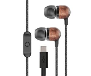 Marley House of Smile Jamaica Écouteurs filaires USB-C avec transducteur de 9,2 mm - Écouteurs Intra-Auriculaires durables, Câble Anti-enchevêtrement, Microphone IntéGRÉ, Noir
