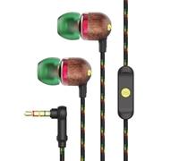 Marley House of Smile Jamaica Écouteurs Intra-Auriculaires, Bouton de Contrôle du Microphone, Driver 9,2mm Anti-Bruit, 2 Tailles d’Embouts Inclus pour Le Confort, Câble Anti-nœuds, Rasta