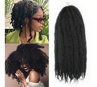 Marley Twist Braiding Hair Afro Kinky Curly Crochet Hair Long Cuban Twist Hair Extensions Synthetic Crochet Braids (1b, 12inch/3packs)