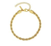 MARLION JEWELS Bracelet homme original avec chaîne tressée. Bracelet en acier chirurgical plaqué or/argent pour homme idéal comme cadeau pour votre partenaire. Bijoux homme (Plaqué or)