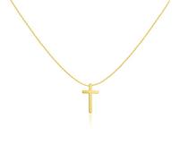 MARLION JEWELS Collier pour femme composé d'une fine croix. Pendentif pour femme en acier plaqué en or ou en argent pour femme idéal comme cadeau... Bijoux femme (Plaqué or)