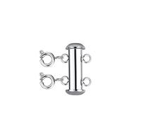 MARLION JEWELS Fermoir multi-collier pour chaînes et pendentifs de femmes et de jeunes filles (version argent et acier chirurgical, argent/plaqué or 18K). Cadeau de fête des mères. (Plaqué argent)