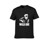 Marlon Brando Wild One Retro Movie Film T-Shirt Graphic Tee Printed Top Mens Shirt Black M