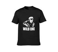 Marlon Brando Wild One Retro Movie Film T-Shirt Graphic Tee Printed Top Mens Shirt Black S