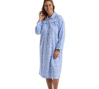 Marlon Candace Chemise de Nuit en Coton brossé avec col Peter Pan pour Femme, Pretty Blue 45, 40-42