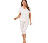 Marlon Diana Pyjama Capri en Jersey Doux avec Boutons sur Le Devant, Rose, 52-54