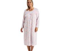 Marlon Elmina Chemise de Nuit Classique en Polaire imprimée Douillette pour Femme, Feuille d'hiver Rose, 40-42