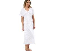 Marlon Linzi Chemise de nuit longue en jersey doux avec boutons pour femme, Rose esquissé, 48-50
