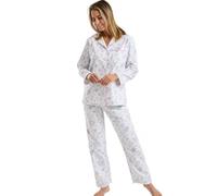 Marlon Pyjama pour Femme en Coton brossé avec col passepoilé, Bouquet Lavande, 52-54
