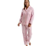 Marlon Pyjama pour Femme en Coton brossé avec col passepoilé, Rose, 52-54