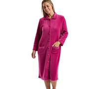 Marlon Ramona Robe de chambre confortable en polaire corail pour femme - Robe douce et chaude avec fermeture à boutons ou à glissière, col Claudine et poches, Framboise, 40-42