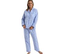 Marlon Womens Blanche Printed Brushed Cotton Piped Revere Collar Pyjama Ensemble de Pijama, Joli Bleu, 36-38 Femme