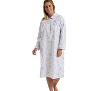 Marlon Womens Candace 45" Length Brushed Cotton Printed Peter Pan Collar Nightgown Chemise de Nuit, Bouquet Lavande, 40-42 Femme