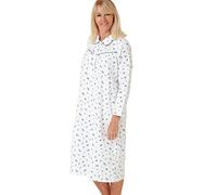 Marlon Womens Candace Brushed Cotton Printed Peter Pan Collar Nightgown Chemise de Nuit, Nina Ocean Blue, 52-54 Femme