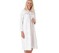Marlon Womens Candace Brushed Cotton Printed Peter Pan Collar Nightgown Chemise de Nuit, Nina Spice Red, 52-54 Femme