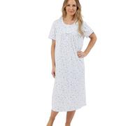 Marlon Women's Maria Cotton Jersey Nightie Chemise de Nuit, Bleu récolte, 44-46 Femme