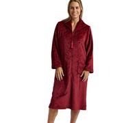 Marlon Womens Serena Front Embossed Fleece Housecoat Zip Up Bath Robe Peignoir, Tourbillon Bordeaux, M Femme