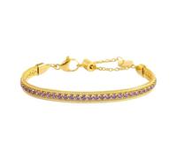 MARLU' Bracelet tennis zircone baguette chaîne snake carrée 31BR0009G-P, 15-19 cm, Acier inoxydable, Oxyde de zirconium