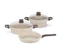 Marmite, 5 pièces/Ensemble Batterie Cuisine, ustensiles Cuisine, Casserole, Casserole et poêle, Ensemble Cuisine en Acier Inoxydable antiadhésif en Granit 24/28/28 cm