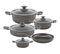 Marmite, 9 pièces Ensemble casseroles en Granit Noir Ensemble casseroles en Granit Ensemble casseroles Gris foncé Ensemble casseroles Noires