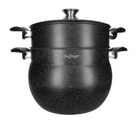 Marmite à Couscous - Cheffinger - 6L - Antiadhésif - Revêtement Effet Marbre - Résistant aux Chocs