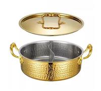 marmite à Deux Saveurs Commercial Cooker Stainless Steel Hot Pot pour Une Utilisation Familiale et au Restaurant(Gold,30cm)