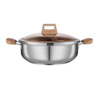Marmite à double oreille en acier inoxydable - Cuiseur vapeur épais et transparent - Pot à soupe - Pot chaud pour bœuf - Pot à soupe
