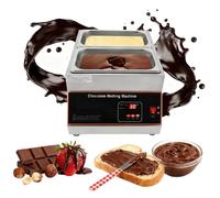 Marmite à fondre le chocolat 500 W, machine électrique de tempérage du chocolat avec température réglable de 0 à 95 ℃, chauffe-aliments commercial pour lait, café, fromage(2 tank)