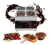 Marmite à fondre le chocolat 500 W, machine électrique de tempérage du chocolat avec température réglable de 0 à 95 ℃, chauffe-aliments commercial pour lait, café, fromage(4 tank)