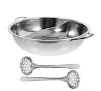 Marmite à Fondue Chinoise en Acier Inoxydable avec Séparateur, Argenté | Double Compartiment, Usage Polyvalent, Conservation de Chaleur, pour Deux Saveurs Distinctes et Cuisson Maison