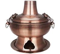 Marmite à fondue en cuivre, Hotpot traditionnel chinois, Hot Pot mongol, en cuivre pur Vintage Shabu Steamboat charbon de bois