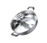 Marmite à Fondue Grande Capacité ochama×J.ZAO, 30cm Acier Inoxydable à Double Compartiment pour Cuisson sur Induction/Gaz/Plaque, avec Louche et Passoire (Couvercle Non Inclus)