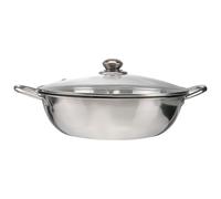 Marmite à Fondue Inox Double Compartiment avec Couvercle en Verre | Compatible Induction, Plaque Électrique et Gaz, Séparation pour Deux Saveurs, Poignées Creuses, Repas Familiaux