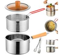 Marmite à frire en acier inoxydable 304 avec panier passoire et poignée, mini friteuse avec couvercle visible et pince pour frire du poisson, des crevettes, du poulet des frites, Deeps
