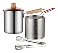 Marmite à frire marmite à friteuse en acier inoxydable de 3 L avec panier passoire et poignée friteuse avec couvercle