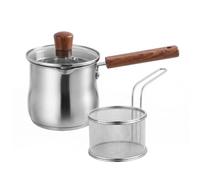 Marmite à friteuse avec panier, marmite en acier inoxydable 304 avec couvercle en verre visuel compatible pour cuisinière à induction et gaz, forme d'ampoule
