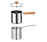 Marmite à friteuse en acier inoxydable avec panier, mini marmite à friteuse 304 pour la cuisine domestique, marmites filtre huile avec couvercle et pinces, conception sûre et anti-éclaboussur