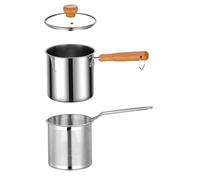 Marmite à friteuse en acier inoxydable avec panier, mini marmite à friteuse 304 pour la cuisine domestique, marmites filtre huile avec couvercle et pinces, conception sûre sans éclaboussures pou